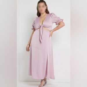 Satin Eloquii Lilac Top And Skirt Set
